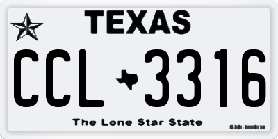 TX license plate CCL3316
