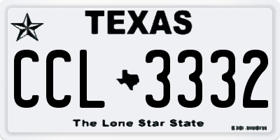 TX license plate CCL3332
