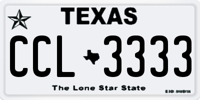 TX license plate CCL3333
