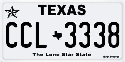 TX license plate CCL3338
