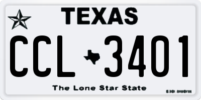 TX license plate CCL3401