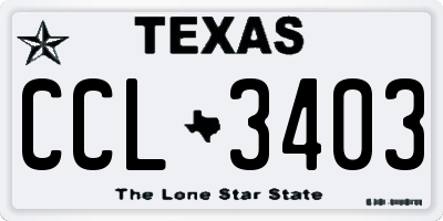TX license plate CCL3403