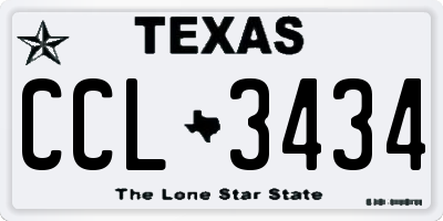 TX license plate CCL3434