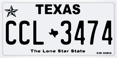 TX license plate CCL3474