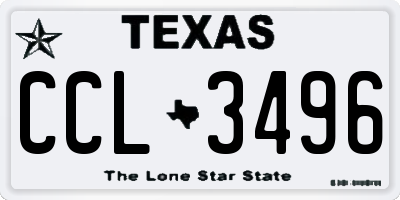 TX license plate CCL3496