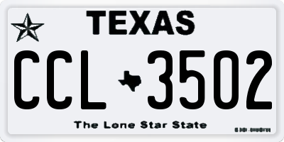 TX license plate CCL3502