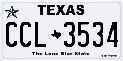 TX license plate CCL3534