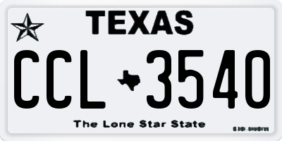 TX license plate CCL3540