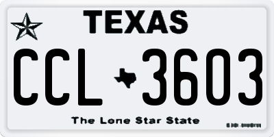 TX license plate CCL3603