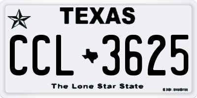 TX license plate CCL3625