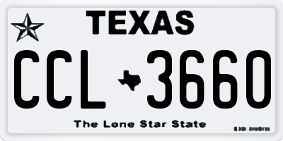 TX license plate CCL3660