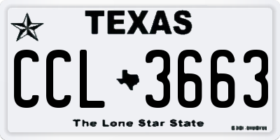 TX license plate CCL3663