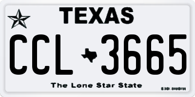 TX license plate CCL3665
