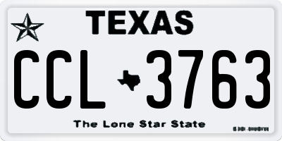 TX license plate CCL3763