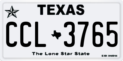 TX license plate CCL3765