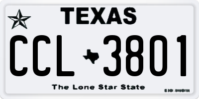 TX license plate CCL3801