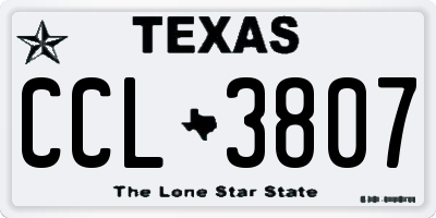 TX license plate CCL3807