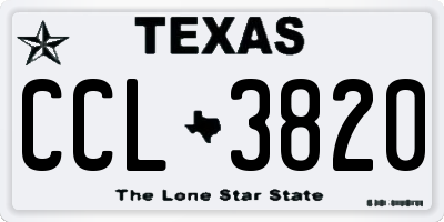 TX license plate CCL3820