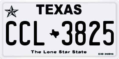 TX license plate CCL3825