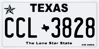 TX license plate CCL3828
