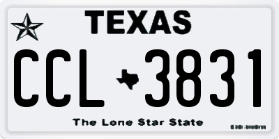 TX license plate CCL3831