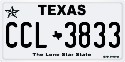 TX license plate CCL3833