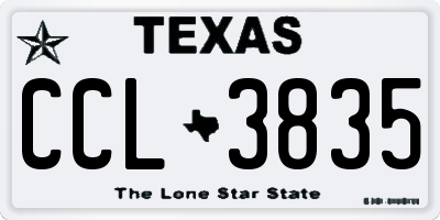 TX license plate CCL3835