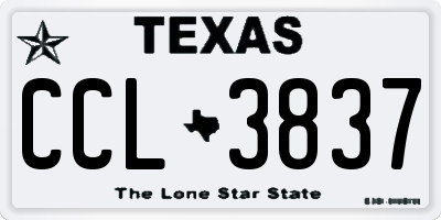 TX license plate CCL3837