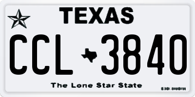 TX license plate CCL3840