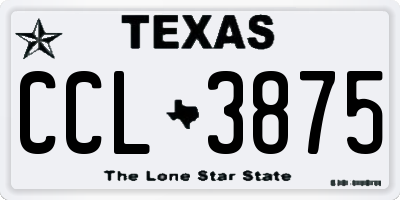 TX license plate CCL3875