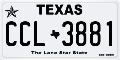 TX license plate CCL3881