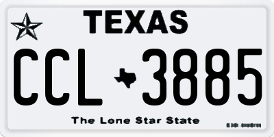 TX license plate CCL3885