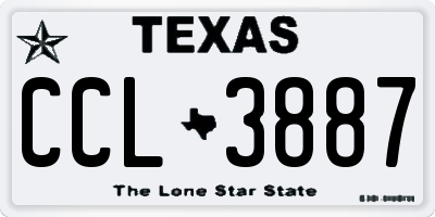 TX license plate CCL3887