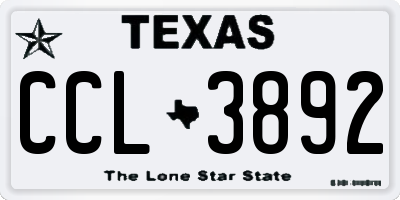 TX license plate CCL3892