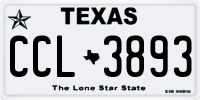 TX license plate CCL3893