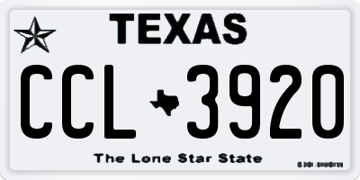 TX license plate CCL3920