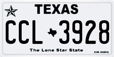 TX license plate CCL3928