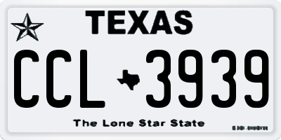 TX license plate CCL3939