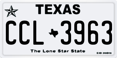 TX license plate CCL3963
