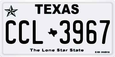 TX license plate CCL3967