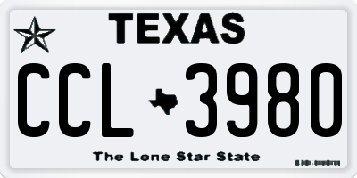 TX license plate CCL3980