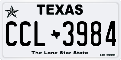 TX license plate CCL3984