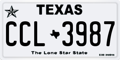 TX license plate CCL3987