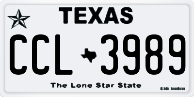 TX license plate CCL3989