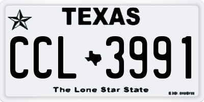 TX license plate CCL3991