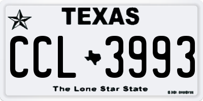 TX license plate CCL3993
