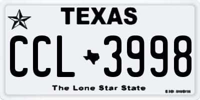 TX license plate CCL3998