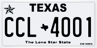 TX license plate CCL4001