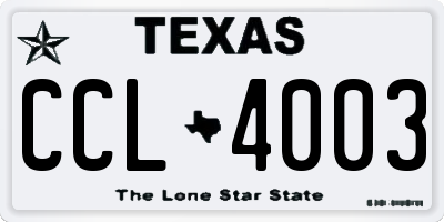 TX license plate CCL4003