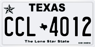 TX license plate CCL4012